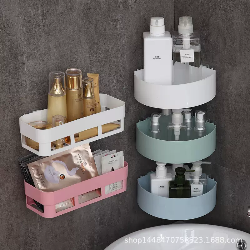 免打孔三角置物架卫生间壁挂塑料收纳架浴室洗漱用品沥水整理架