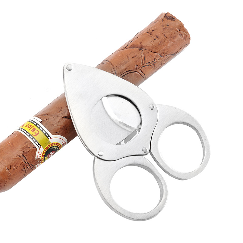 Cortador de cigarros de acero inoxidable tipo murciélago de doble filo, venta al por mayor