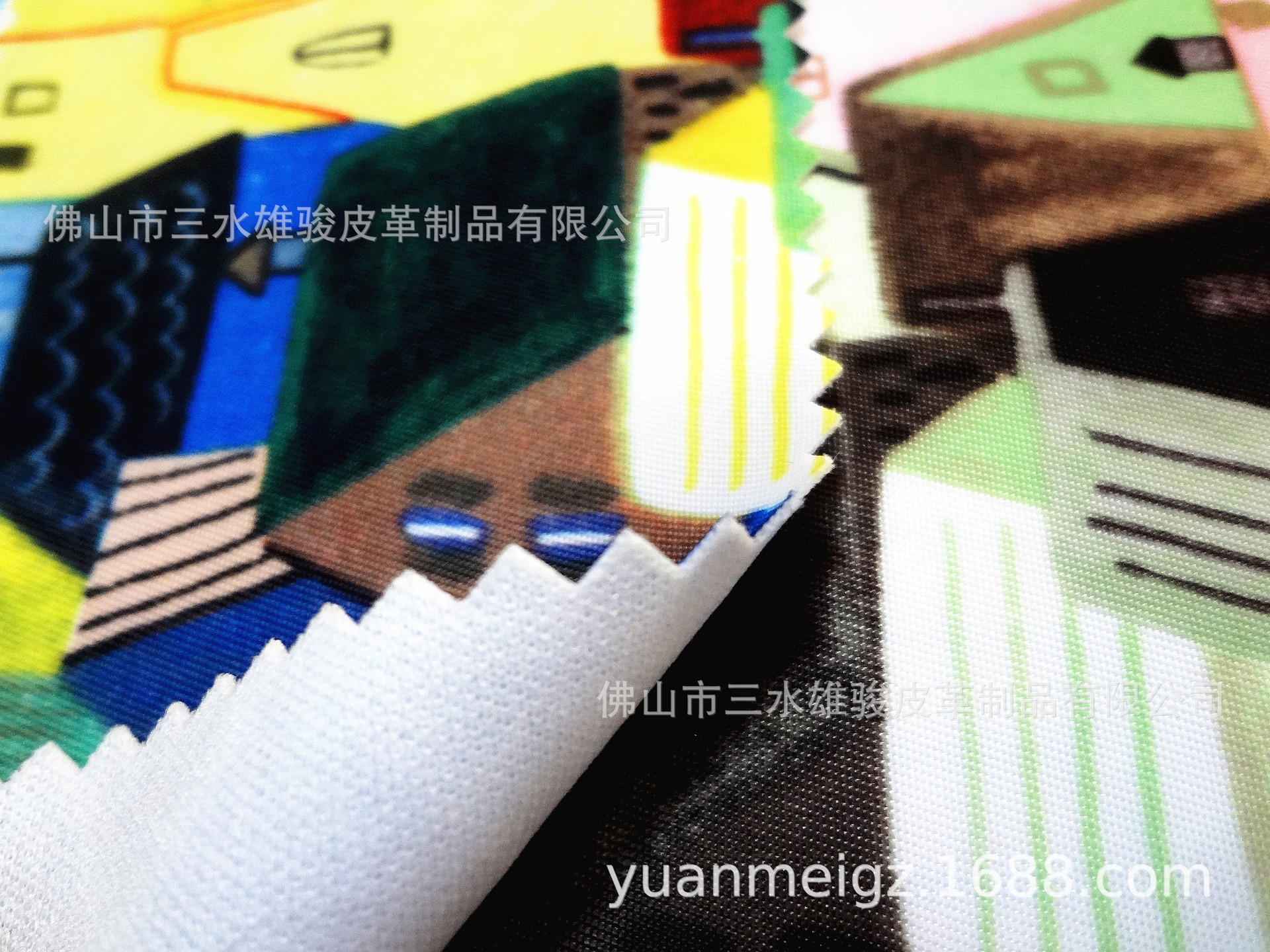 环保牛津布 家居布艺 复合印花防水箱包布 浪漫爱琴海房子印花