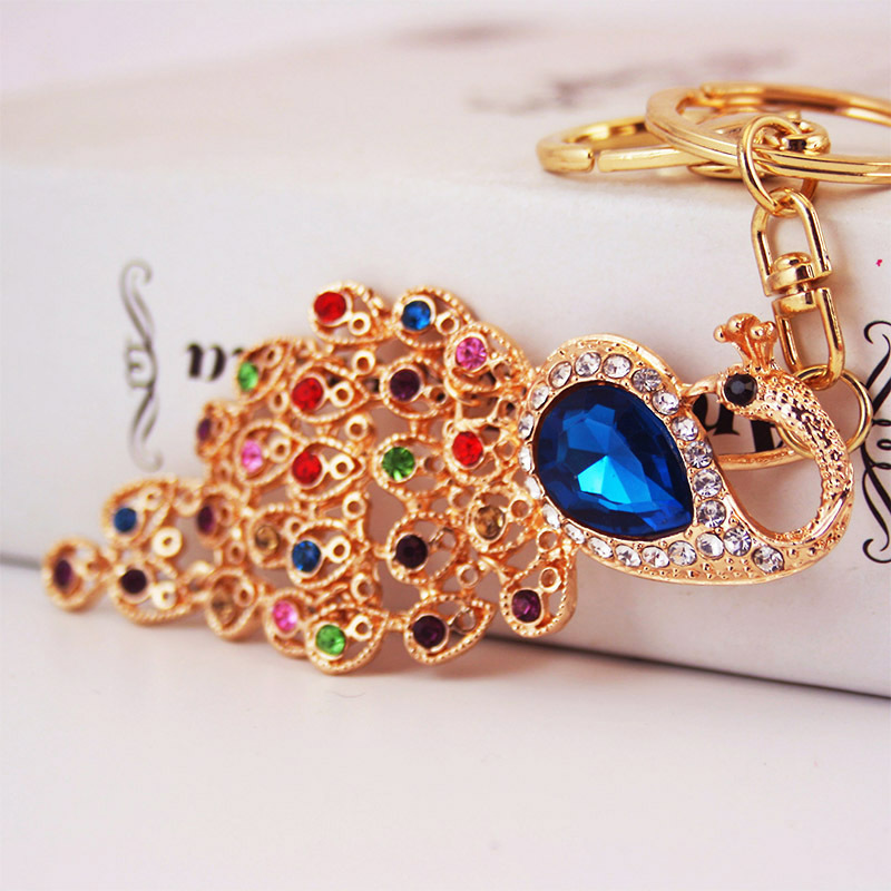 Cute Jewelry Alloy Colorful Peacock Car Keychain Metal Pendant Women's Bag Accessories Key Chain Girlfriend 1234