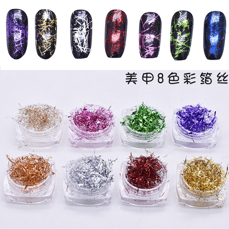 Manicura Nueva joyería oro y plata hoja de color de seda de uñas de oro y plata de seda espejo mágico Rosa tira de color desgaste de uñas manicura joyería