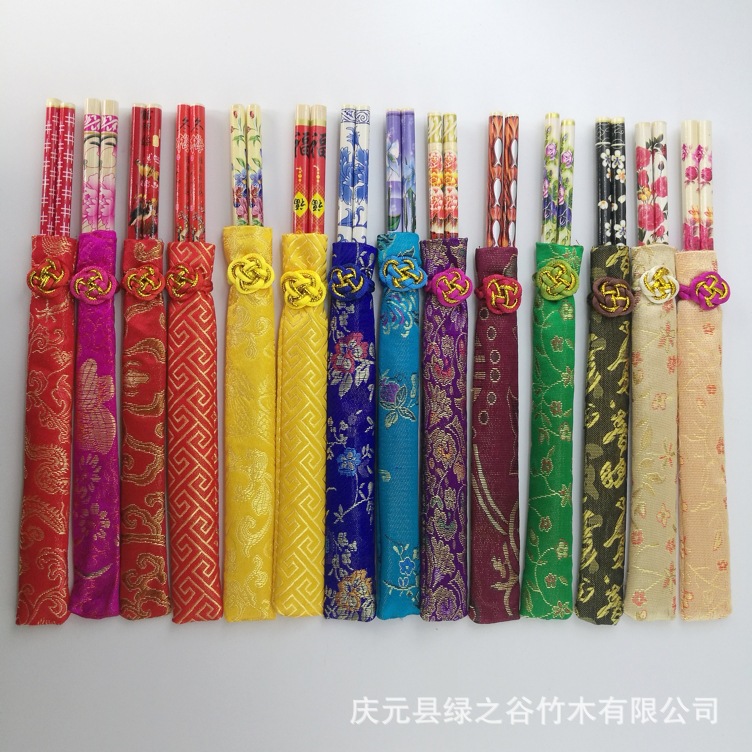 筷子套布包装套花天然筷无漆无蜡结婚庆回礼品装新品热卖节日活动