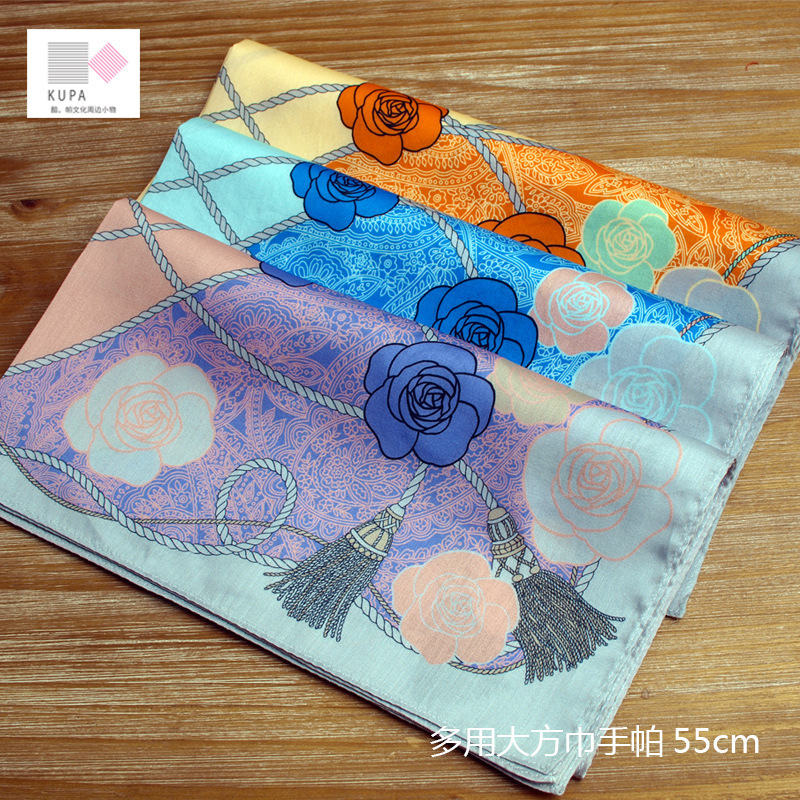 [Kupa] Japanese handkerchief satin cotton square handkerchief with pure cotton high yarn women's cotton Japanese handkerchief