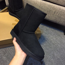冬季新款保暖XLLАUGG雪地靴女靴牛皮中筒靴牛筋底防滑棉鞋iuggi