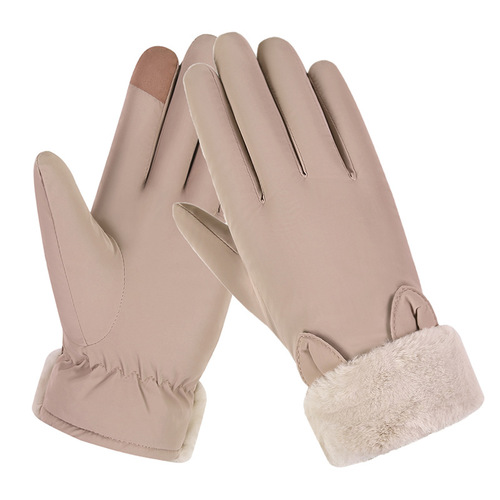 23 New Women's Winter Warm Gloves Touch Screen Velvet Thickened Windproof Cycling Electric Vehicle Waterproof Outdoor Cold Protection
