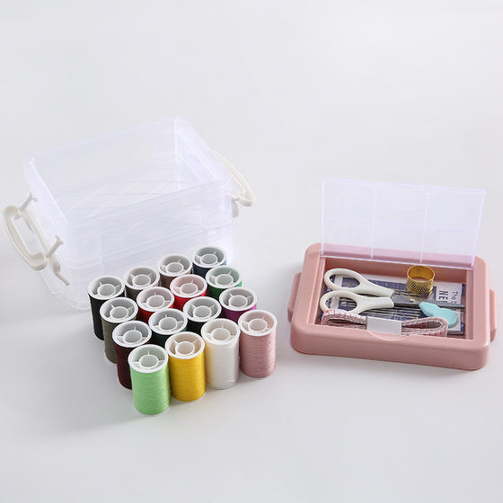 New Nordic style double-layer sewing box plastic storage sewing set sewing tool sewing bag wholesale