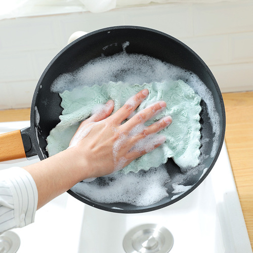 Kitchen rag, lint-free, oil-free, easy-to-clean dishcloth, household cleaning, water-absorbent, thickened hand-wiping dishcloth, wholesale