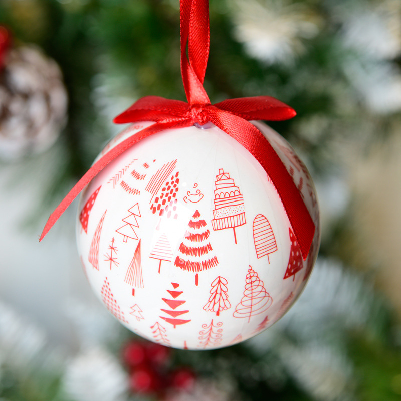 Pegatinas de Navidad bola de papel decoraciones para árboles de Navidad colgante 7cm creativo dibujos animados pintado impresión espuma BOLA DE Navidad