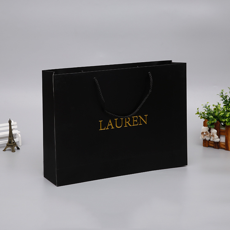 创意手提礼品购物包装袋服饰服装袋 烫金黑色手提纸袋私人定LOGO