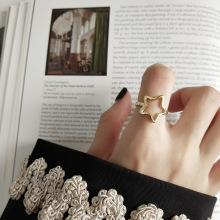 黑凤凰韩版饰品925纯银指环个性潮人首饰时尚气质手绘星星戒指