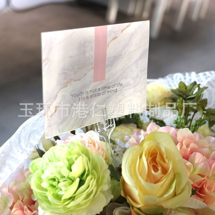 Varilla plástica con clip para tarjetas o felicitaciones, soporte para floristería y decoración