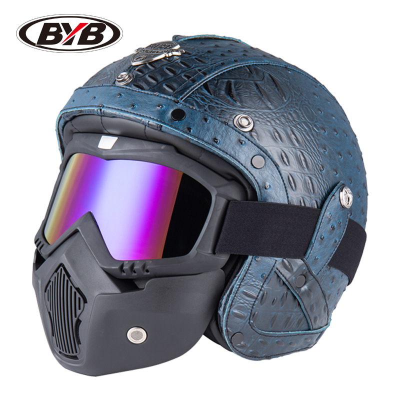 El Comercio exterior exclusivo para BYB Cuatro Estaciones retro casco de la motocicleta casco hecho a mano 3/4 casco