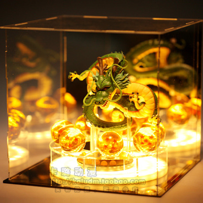 Fabricante acrílico 3.5/4.2cm Dragon Ball bola de cristal soporte figura Shenlong modelo juguete con caja de exhibición de luz