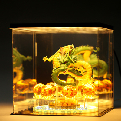 Fabricante acrílico 3.5/4.2cm Dragon Ball bola de cristal soporte figura Shenlong modelo juguete con caja de exhibición de luz