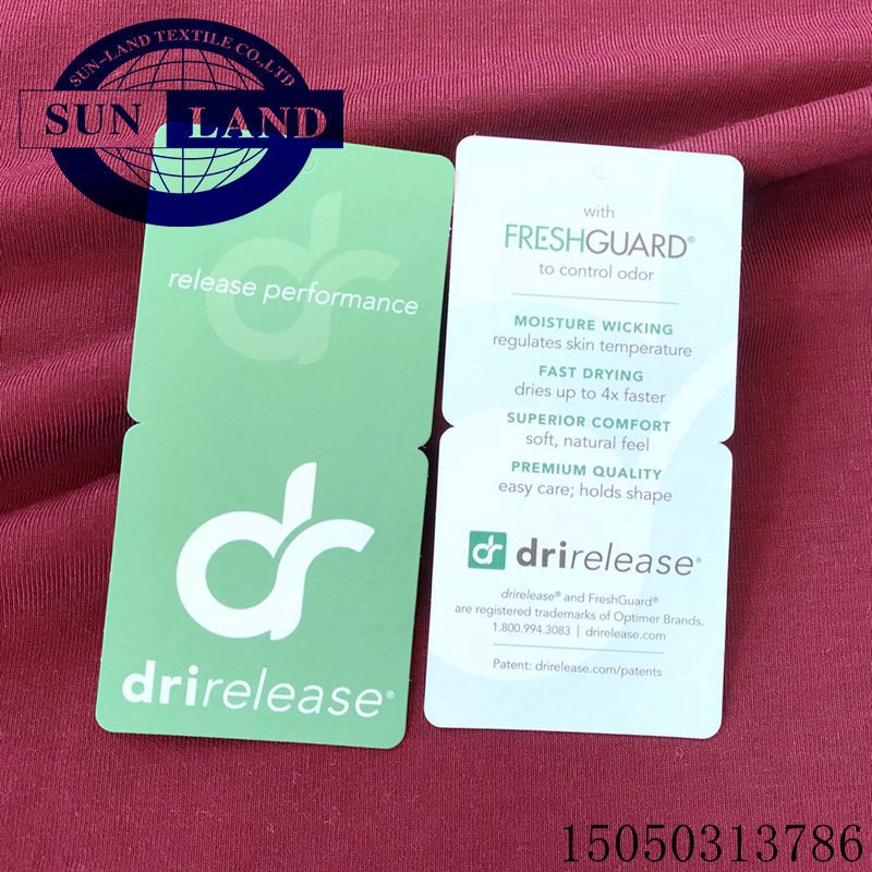 Drirelease美国速干涤棉纱氨纶汗布 30STC涤棉弹力汗布氨纶面料