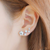 Earrings from pearl, Korean style, flowered, with snowflakes, wholesale