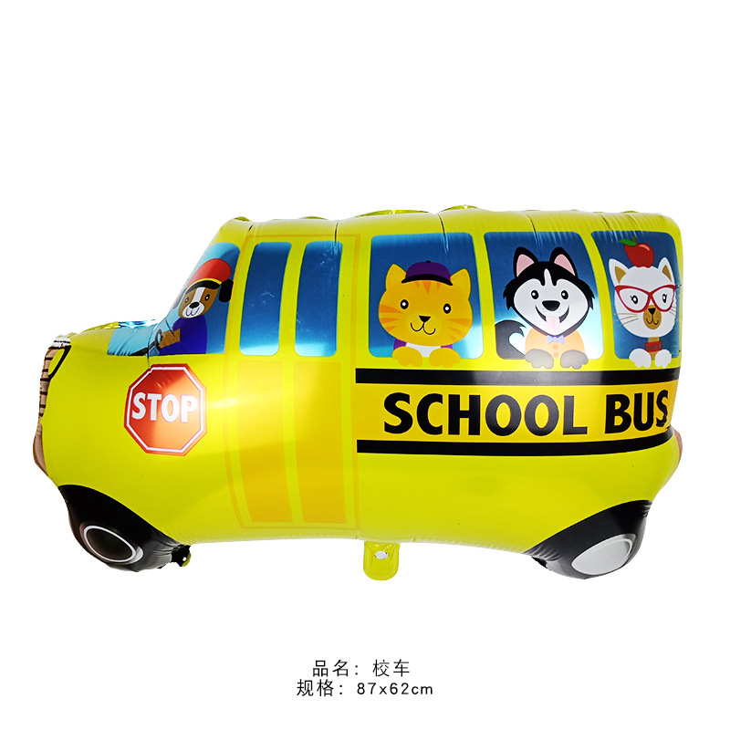 Tren globo niños fiesta decoración policía coche tanque camión bomberos autobús escolar ingeniería vehículo placa de aluminio globo al por mayor