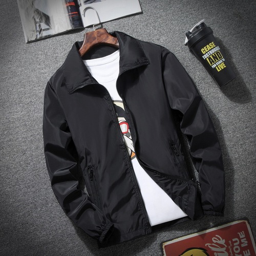 Spring and Autumn Coat Men's Large Size Stand Collar Jacket Outdoor Windbreaker Custom Logo Printing Factory Supply 