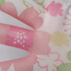 花尼龍PU手套塗掌工作薄款女防滑耐磨透氣車間幹活電子廠勞保手套