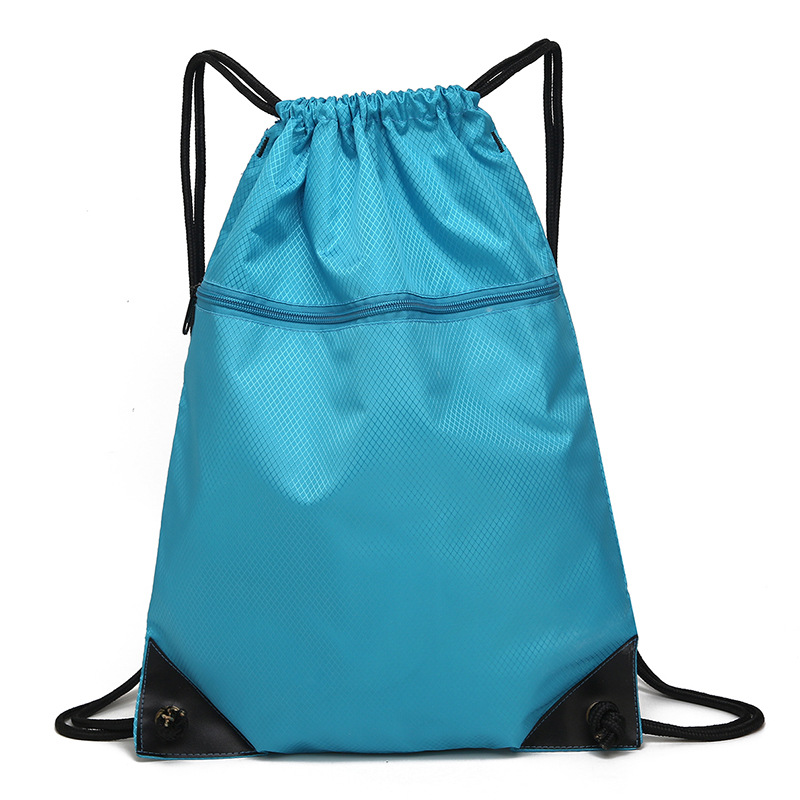 Bolsa deportiva impermeable con cordón, disponible en stock, mochila con cordón de color sólido simple, mochila ligera para exteriores, bolsa con cordón de nailon.