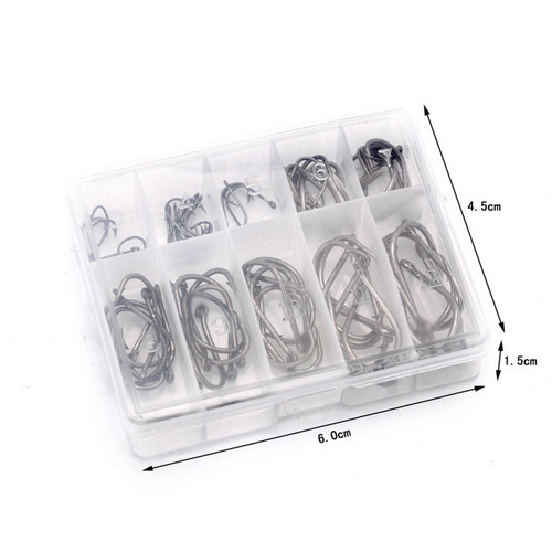 100 pieces boxed fish hooks, Iseni 3-12# barbed fish hooks, gold and black with holes