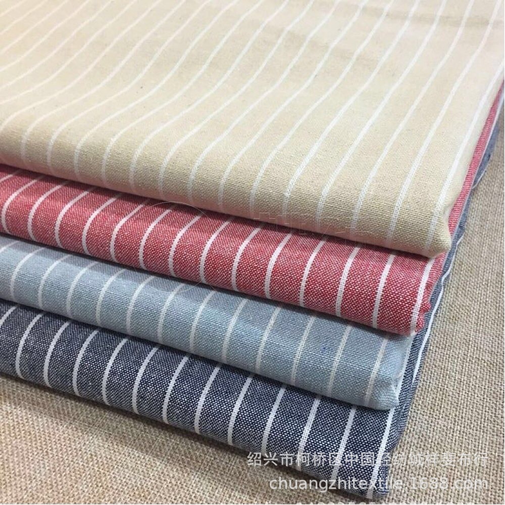现货供应8色涤棉色织条纹手工布料5028男装外套家纺轻纺