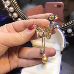 廠家淡水珍珠胸針半成品流蘇蝴蝶胸花配件空托珍珠胸針成品批發