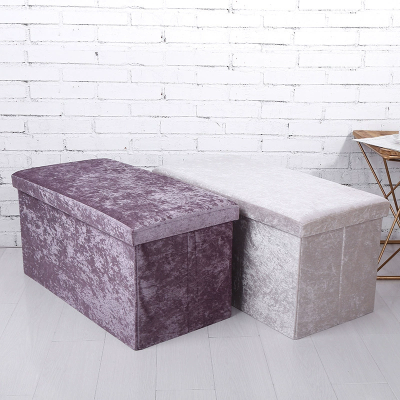 Бархатный табурет для хранения, ящик для хранения, органайзер, может использоваться как табурет, ящик для хранения, прочный табурет для хранения, складной.