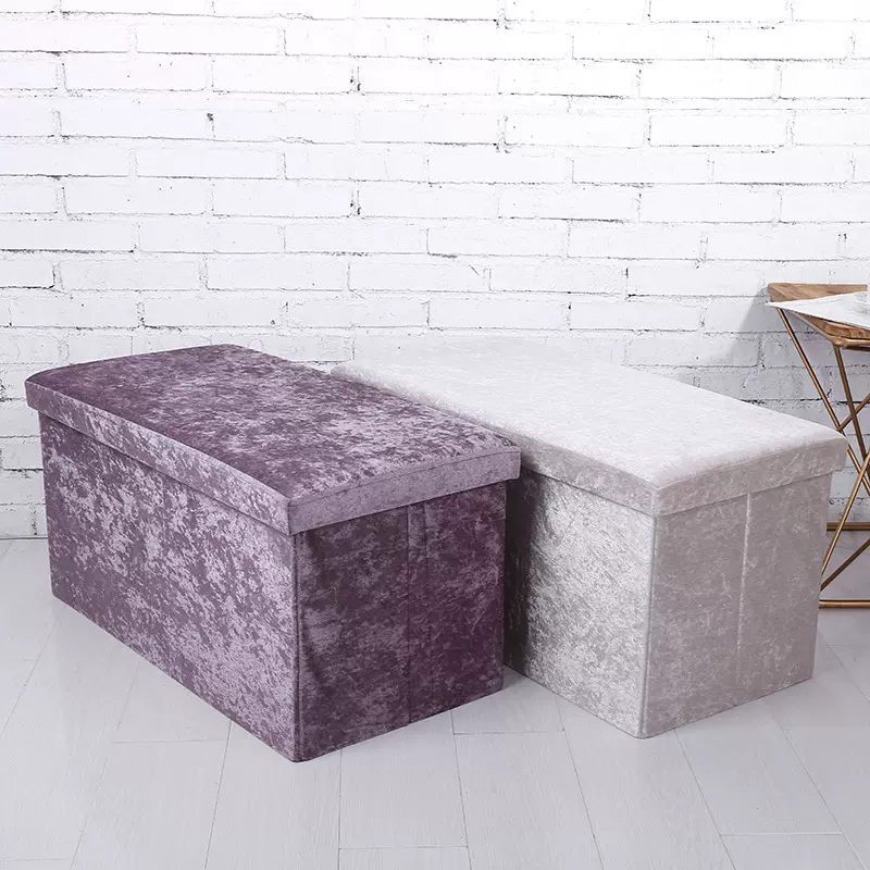 绒布收纳凳子储物凳整理箱可坐凳子储物收纳箱承重收纳凳大容量