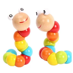 Factory direct wholesale color twisted worm caterpillar animal puzzle hands-on wooden baby baby toys