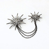 Brooch, universal chain with tassels, clothing, fashionable accessory, European style, with snowflakes, diamond encrusted