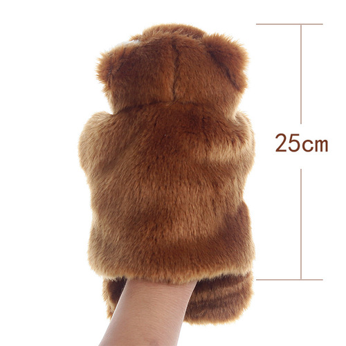 Yiwu factory mixed batch teddy bear hand puppet plush toy small animal brown bear finger doll children preschool education comfort