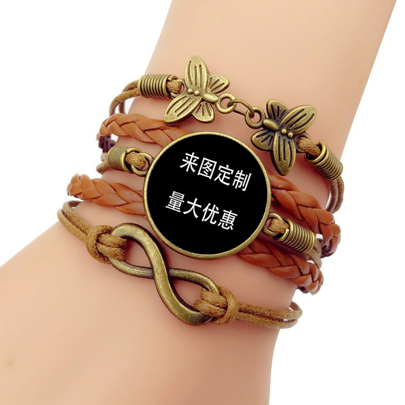Customized Hengxiang Jewelry Time Gemstone Leather Bracelet Women's Retro Multi-Layer Braided Bracelet Wholesale