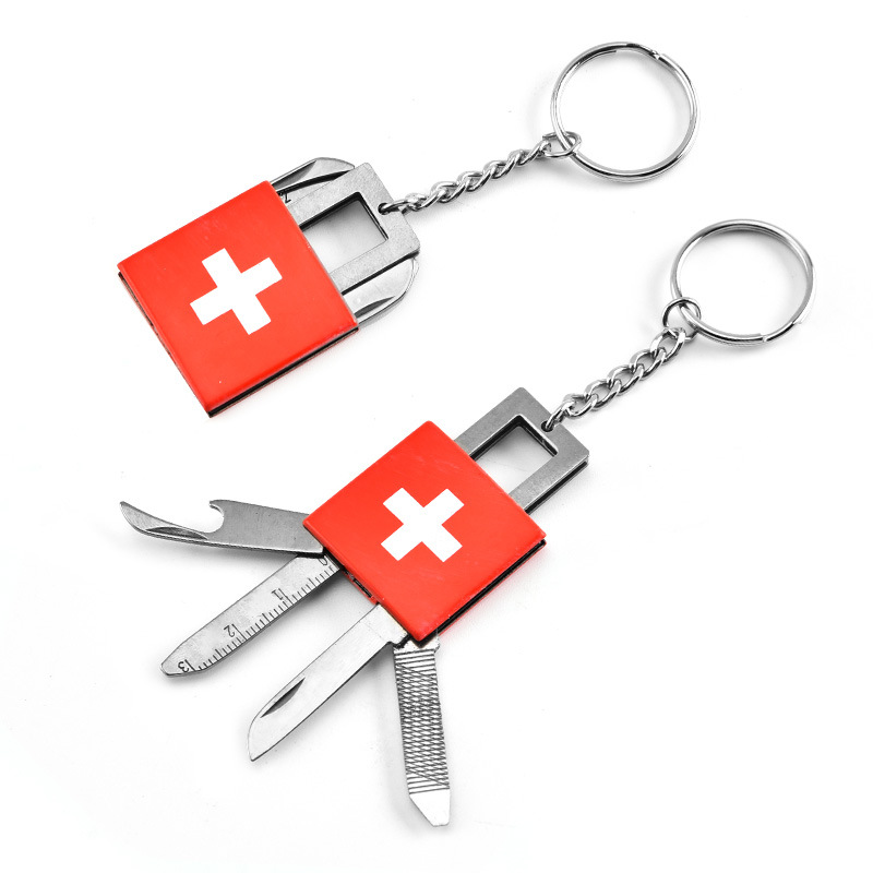 厂家批发 不锈钢钥匙刀防身折叠多功能户外钥匙刀瑞士军刀