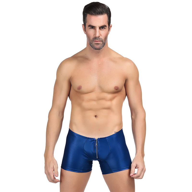 Europa y América del Comercio Exterior de los hombres sexy ropa interior sexy charol cremallera boxeadores Amazon deseo entrega de una sola pieza