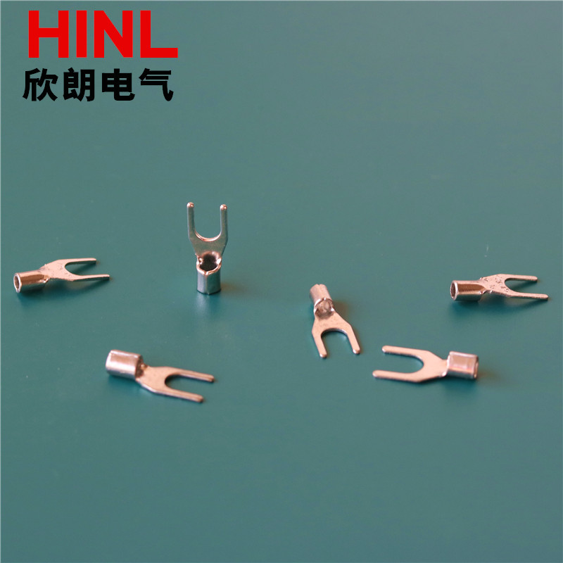 叉形冷压接线端头SNB2-4紫铜冷压接线裸端子压着线耳铜线鼻子