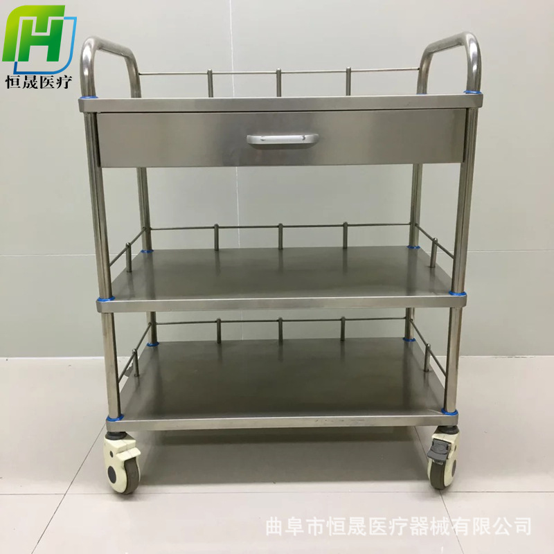 不锈钢治疗车 三层手术推车带抽屉 器械台车  厂家直销