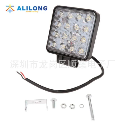 Led Avtomobil İş İşığı, Kvadrat 16Led48W, İncə Model, Motosiklet, Off-Road Fənəri