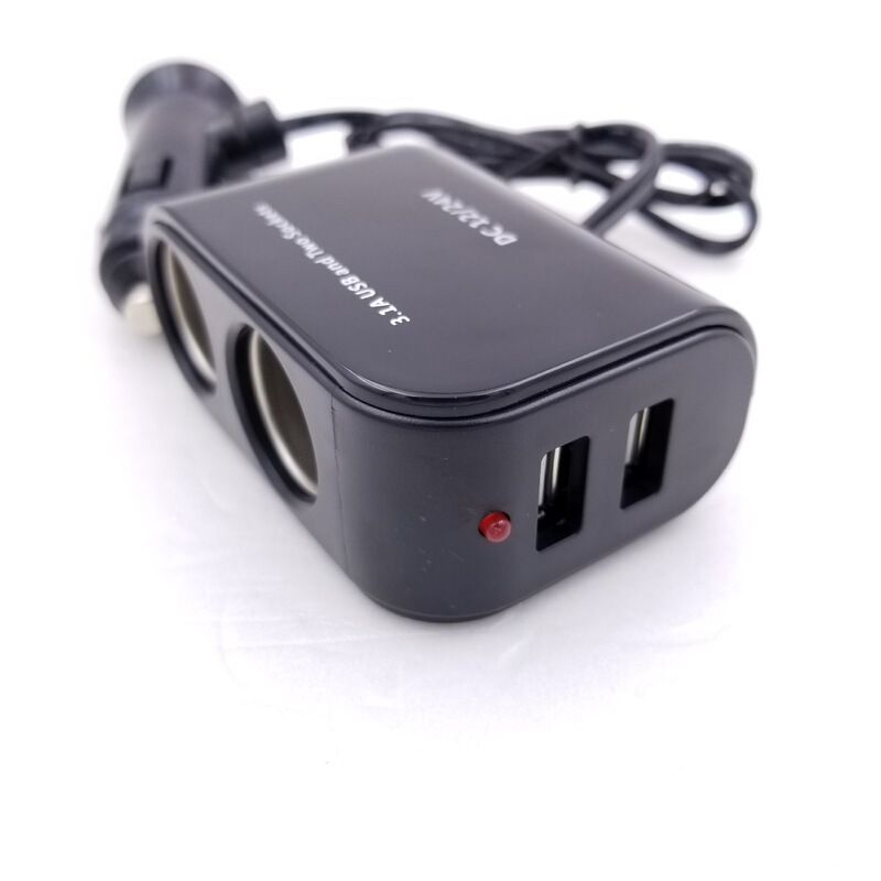 WF-102 one-on-two dual USB cigarette lighter one-on-two cigarette lighter 2usb socket USB3.1A output