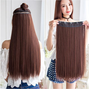 Wig hair extension piece one-piece hair piece wig piece long hair simulation straight hair piece seamless wig