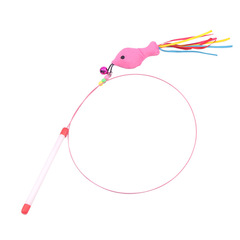Pet wire feather bell cat teasing rod, cat wire fish teasing rod, interactive cat fishing rod, cat toy