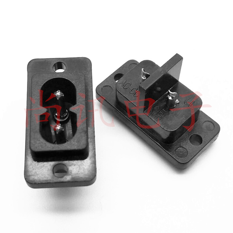 DB-8字电源插座AC004两孔 八字两芯两插器具插座 螺丝孔 空心针