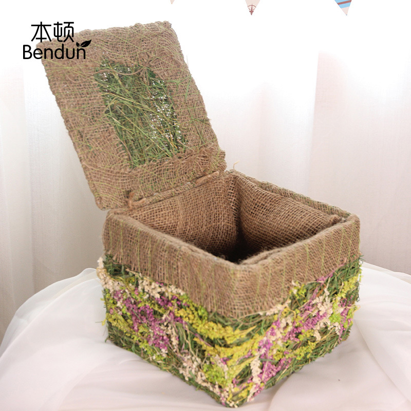 小众礼物盒创意森系复古礼品盒藤条编织花篮多肉水果鲜花空盒子