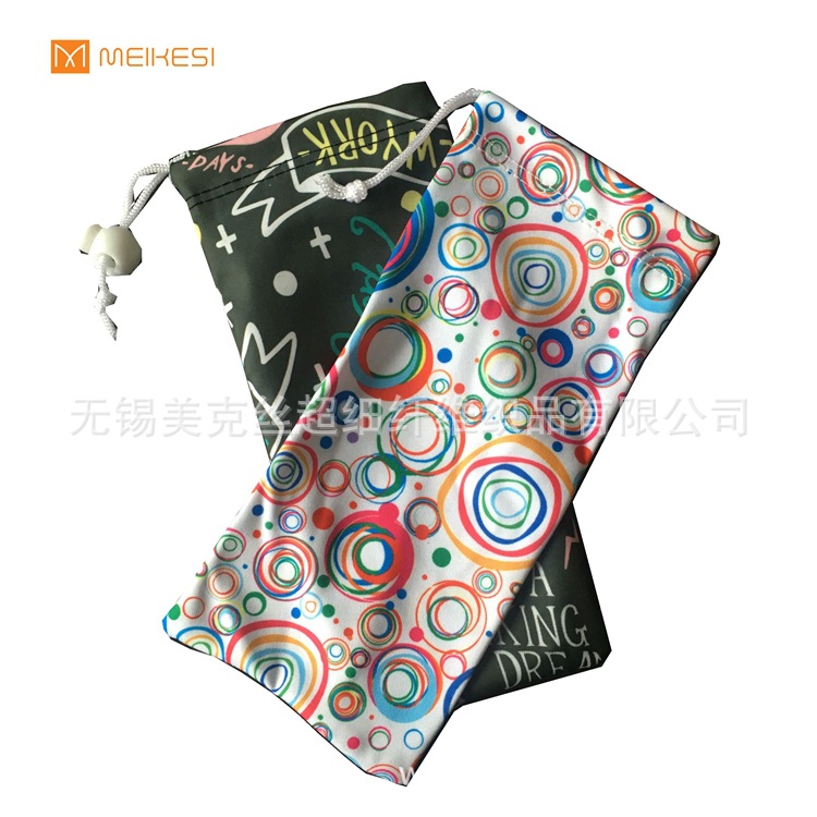 源头工厂供应出口印花超细纤维收口袋 手机袋 眼镜袋