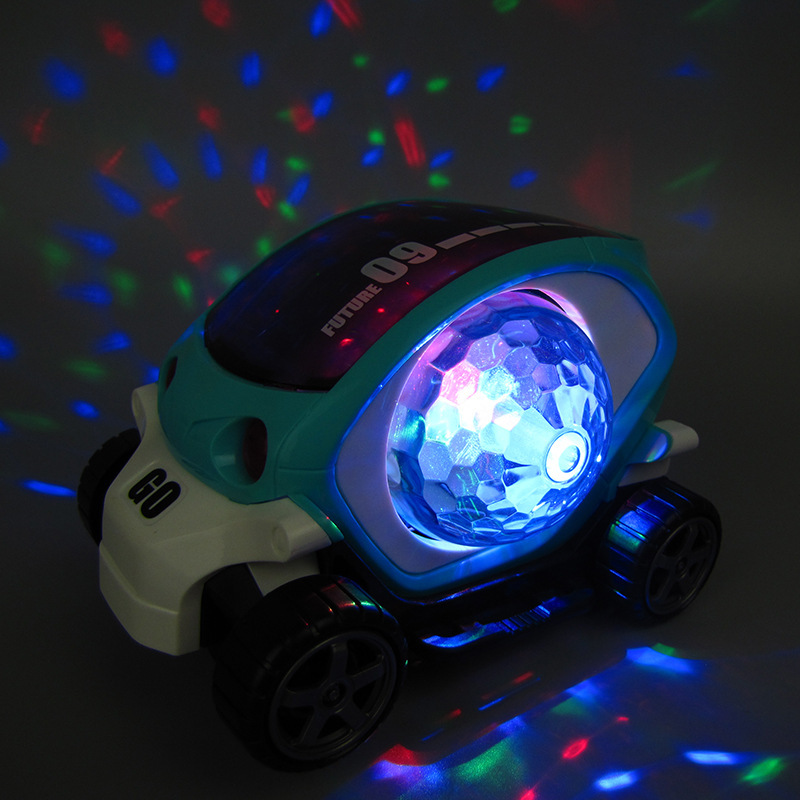 Coche de juguete ligero para niños modelo eléctrico universal giratorio colorido música dibujos animados coche puesto juguetes al por mayor