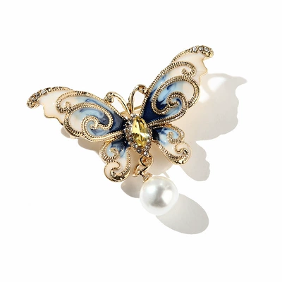 Korean Style Fashion Cartoon Simple Oil Dripping Enamel Alloy Cloud Pattern Butterfly Brooch Pin Women's Clothing Pin Accessories (Yaxa sancaqları) - xz4905a-blue