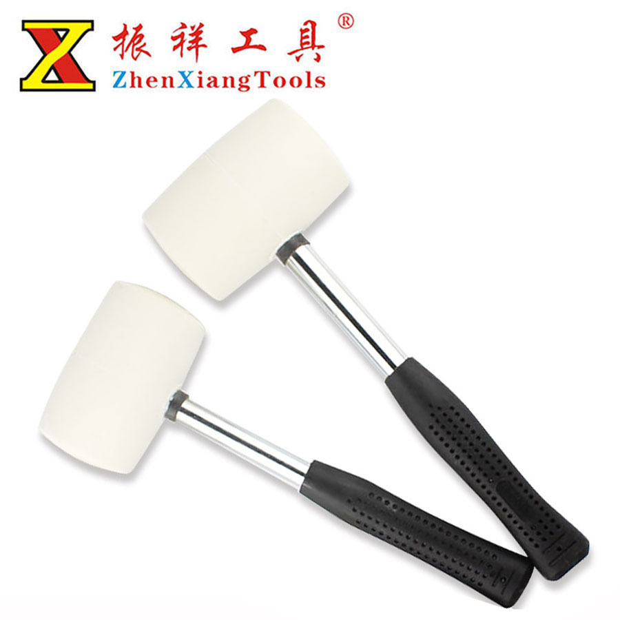 白色橡胶锤美式熟胶橡皮锤钢管包塑柄瓷砖地板安装锤钢管柄胶锤