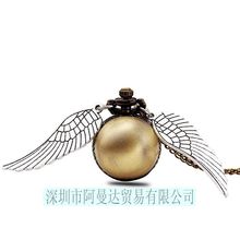 复古光面壳翅膀怀表 个性项链手表 石英pocket watch