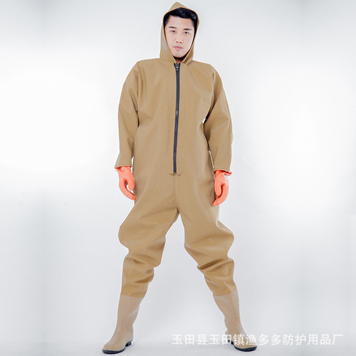 Wholesale thickened rubber full body waterproof suit one-piece wading suit fishing leather pants rain pants waders waders reservoir