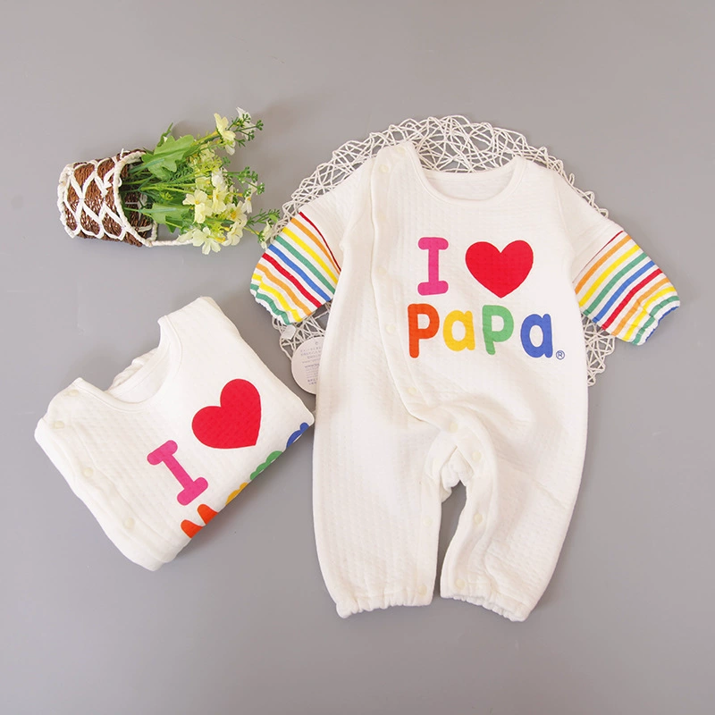 Новорожденный зимний теплый комбинезон с воздушным слоем с радужными рукавами детский комбинезон папамама детская одежда оптом